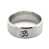 Ohm/Aum Yoga Theme Stainless Steel Plain Band Ring for Men Women CHAK-PW0001-003F-01-1