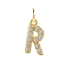 Brass Cubic Zirconia Pendants with Jump Rings FIND-PW0024-09R-1