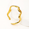 Stainless Steel Classic Wave Open Cuff Ring for Daily Commute TP1736-3