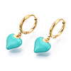 Ion Plating(IP) Enamel Heart Dangle Hoop Earrings EJEW-T018-01B-2