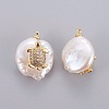 Natural Cultured Freshwater Pearl Pendants PEAR-J004-30G-2