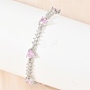 Brass Pave Cubic Zirconia Heart Link Chain Bracelets for Women KK-CBA68DA-10P-02-3
