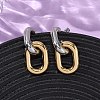 304 Stainless Steel Two Tone Oval Dangle Stud Earrings EJEW-L304-04GP-2