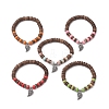 Dyed Synthetic Imperial Jasper & Natural Coconot Beads Stretch Bracelets for Women BJEW-JB11358-2