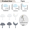 Gorgecraft 3 Sets 3 Colors Sky Theme Cloud & Moon Shape Traceless Adhesive Wall Hooks AJEW-GF0006-94-2