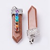 Synthetic Goldstone with Synthetic & Natural Mixed Stone Chakra Big Pendants G-E415-A03-2