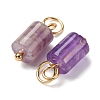 Natural Amethyst Column Charms with 304 Stainless Steel Jump Rings G-Q032-01D-2