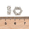 Heartbeat Brass Micro Pave Clear Cubic Zirconia European Beads CU-CBA6A75-22P-3