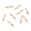 Brass & ABS Plastic Imitation Pearl Round Links Connector Charms KK-C258-03LG-1