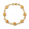 Heart & Oval Brass Micro Pave Cubic Zirconia Link Chain Bracelets for Women BJEW-A163-03G-03-4