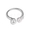 Anti-Tarnish Shell Pearl Round Cuff Ring RJEW-Q814-06P-1