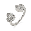 Brass Micro Pave Cubic Zirconia Cuff Open Rings RJEW-C163-03B-P-4