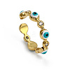 Flat Round with Evil Eye Brass Micro Pave Clear Cubic Zirconia with Enamel Cuff Rings FS-WG1191A-01-2