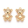 Brass Micro Pave Clear Cubic Zirconia Pendants KK-T078-02G-02-1