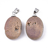 Electroplate Natural Druzy Geode Agate Pendants G-S344-60A-07-2