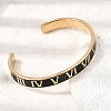 304 Stainless Steel Black Enamel Roman Numerals Open Cuff Bangles for Women SA-CBAC920-14G-2