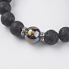 Natural Lava Rock and Synthetic Hematite Beads Stretch Bracelets BJEW-I241-11G-2