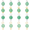 16Pcs 4 Style Round Natural Green Aventurine Pendants & Connector Charms PALLOY-SW00069-1
