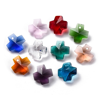 100Pcs 10 Colors Glass Pendants AJEW-H154-08A-1