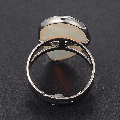 Adjustable Opalite & Platinum Brass Rings RJEW-N024-02J-1