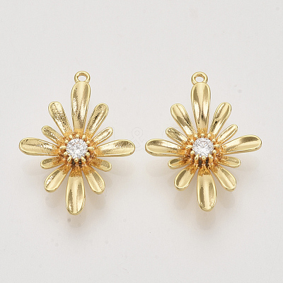 Brass Cubic Zirconia Links connectors X-KK-N216-07-1
