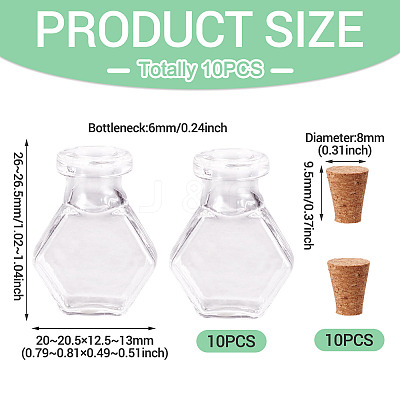 10Pcs Clear Glass Wishing Bottles AJEW-TA0002-85G-1