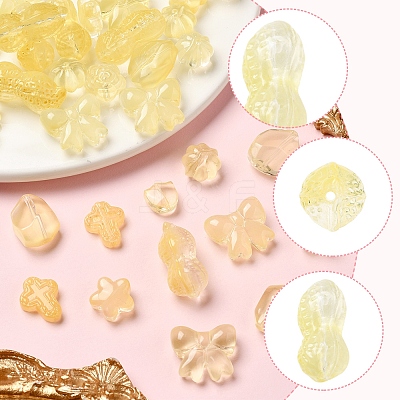 120Pcs 8 Styles Transparent Spray Paint Glass Beads GLAA-FS0002-28-1