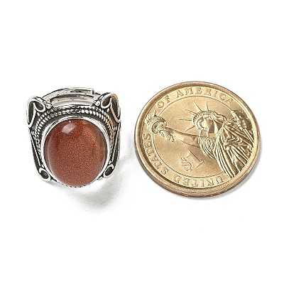 Natural & Synthetic Gemstone Adjustable Rings RJEW-I108-02AS-1