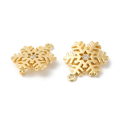 Brass Pave Clear Cubic Zirconia Connector Charms KK-P234-03G-1