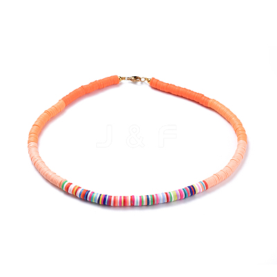 Handmade Polymer Clay Heishi Beaded Necklaces NJEW-JN02449-1