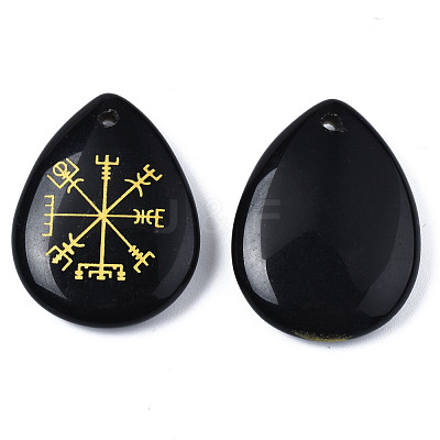 Natural Black Stone Pendants G-T122-72A-1