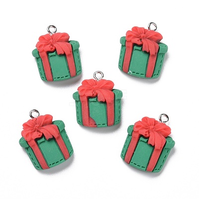 Christmas Opaque Resin Pendants RESI-G028-02P-1