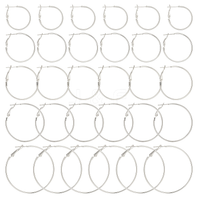 30Pcs 6 Style Brass Hoop Earring Findings FIND-BBC0003-23P-1