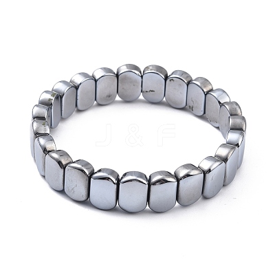 Natural Terahertz Stone Oval Beaded Stretch Bracelet G-D461-20A-1