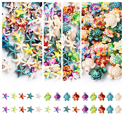 100Pcs 10 Colors Synthetic Turquoise Beads G-YW0002-01A-1