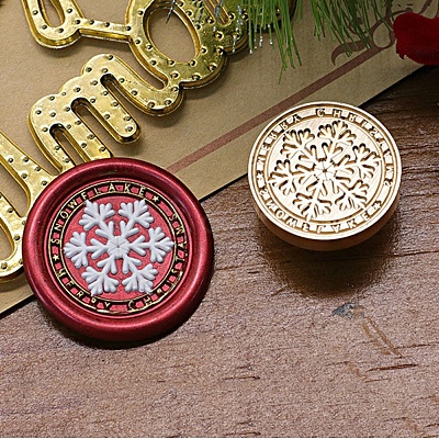 Christmas Series Wax Seal Brass Stamp Head LS-AJEW-M037-01G-25-1
