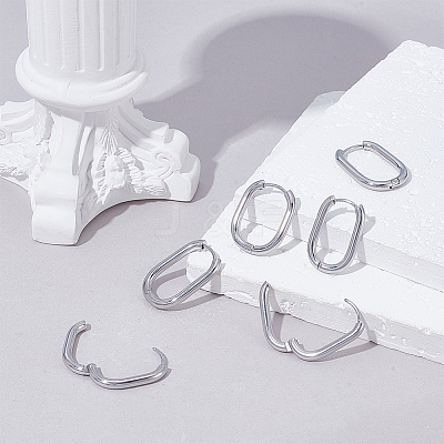 6 Pairs 3 Styles 304 Stainless Steel Hoop Earrings EJEW-UN0003-29A-1