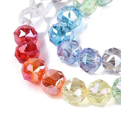 Electroplate Transparent Glass Beads Strands EGLA-Q135-8MM-C03-1