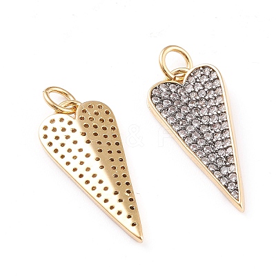 Brass Micro Pave Clear Cubic Zirconia Pendants X-ZIRC-I043-05G-1