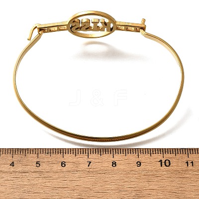 201 Stainless Steel Flat Round Link Bangles for Women LS-BJEW-R014-01G-02-1