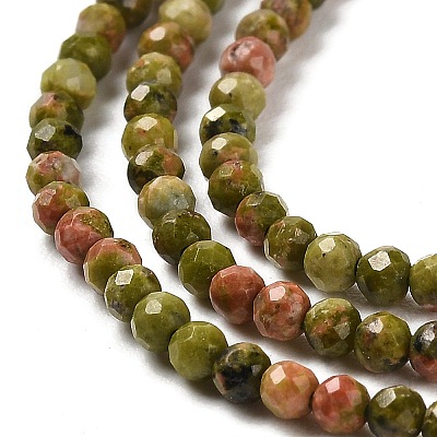 Natural Unakite Beads Strands G-Q002-B01-01-1