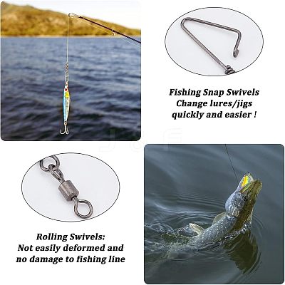 90Pcs 9 Style Brass Fishing Snaps Swivels FIND-FH0004-40-1