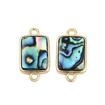 Brass Pave Natural Paua Shell Connector Charms KK-M299-01B-G-1