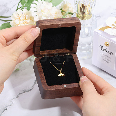 Wooden Jewelry Pendant Storage Magnetic Gift Case CON-WH0095-78A-1