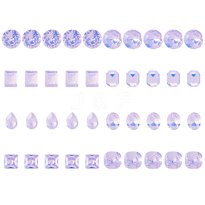 40Pcs 8 Styles K9 Glass Rhinestone Cabochons MRMJ-DC0001-02-1