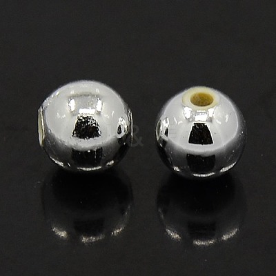 Plating Plastic Acrylic Round Beads PACR-L003-12mm-S-1