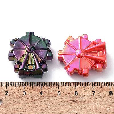 UV Plating Rainbow Iridescent Acrylic Beads X-OACR-A029-15-1
