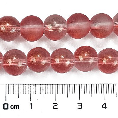 Frosted Transparent Glass Bead Strands GLAA-P065-10mm-06-1