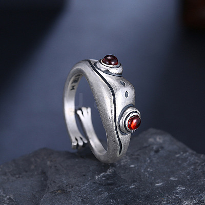 Sterling Silver Frog Open Rings for Women RJEW-BB32823-1