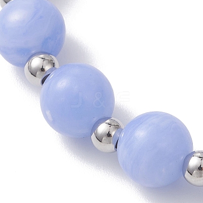 Natural Dyed Blue Lace Agate Beads Stretch Bracelets for Women BJEW-JB12930-1